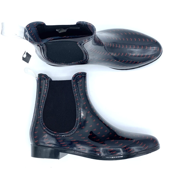 Henry Ferrera Shoes - Henry Ferrera Blue Red Heart Rain Boot 9